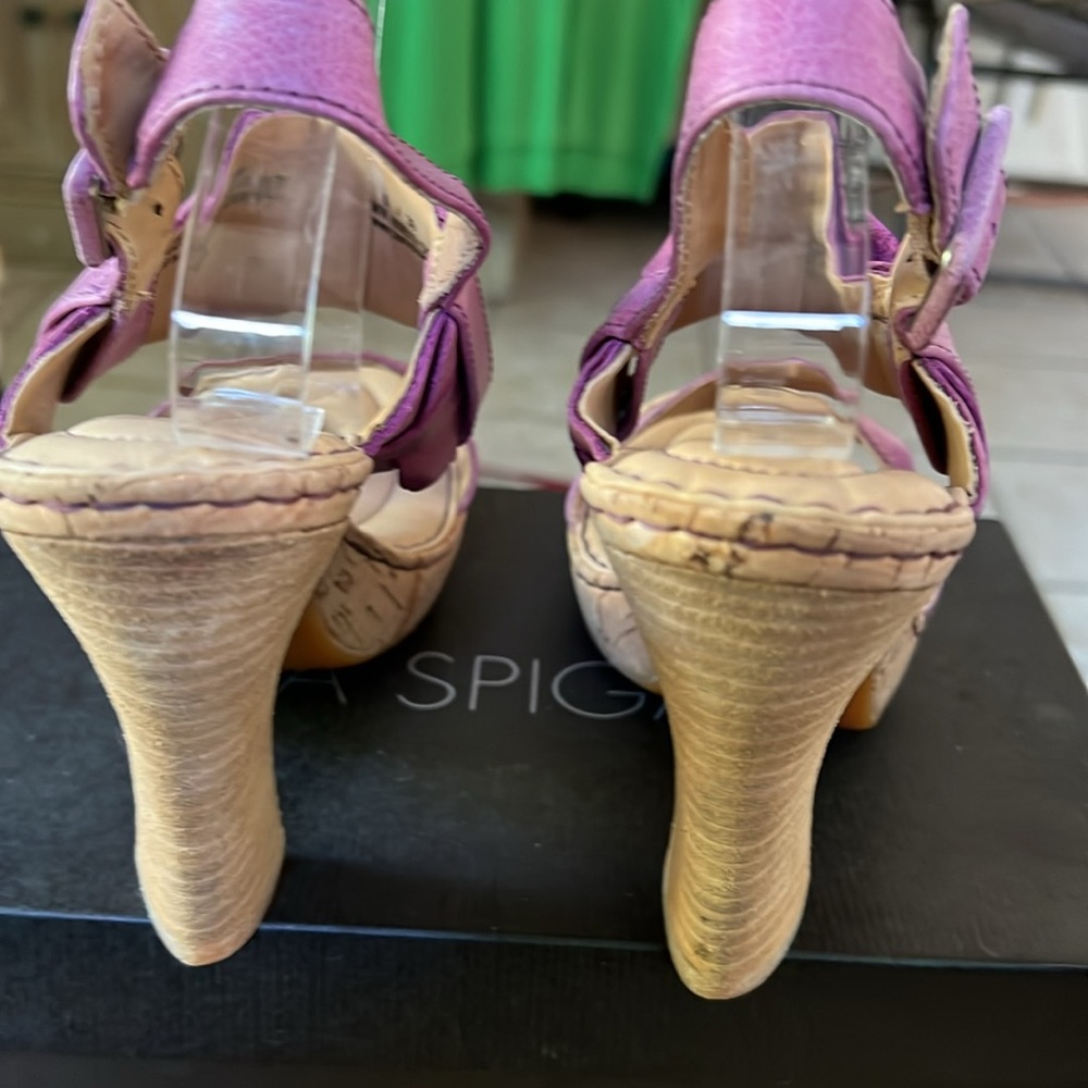 Born Crown Platform Cork and Leather Sandals in Violet Pink Sz 8 - Picture 12 of 14